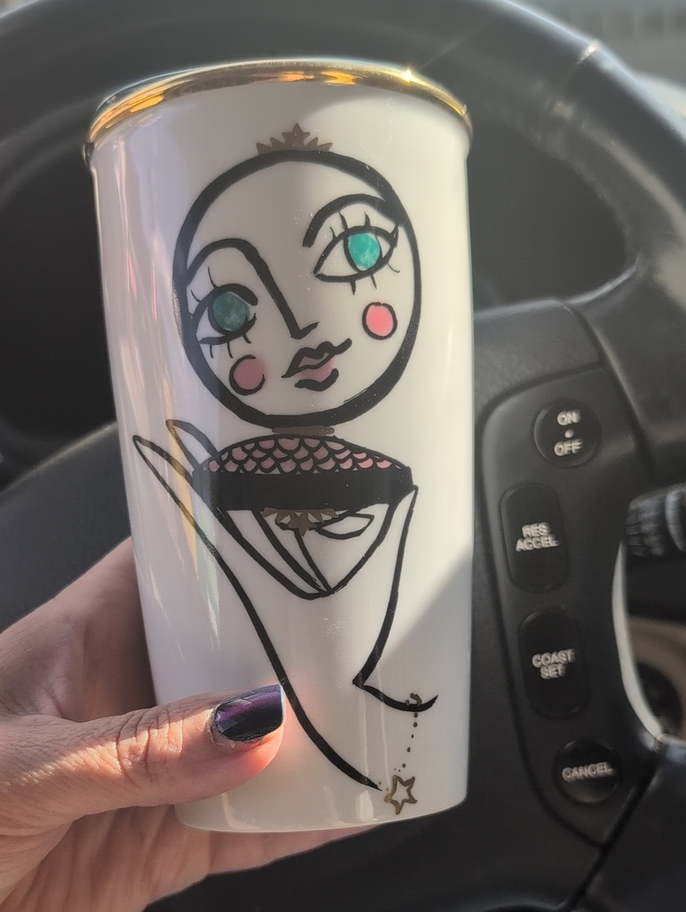 Starbucks White Ceramic Tumbler with Black Logo